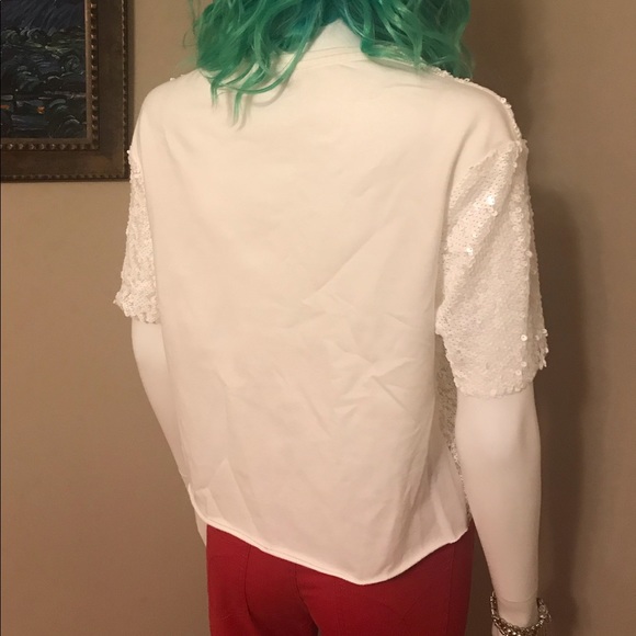 Zara Trafulac White Sequined Top - Picture 4 of 5